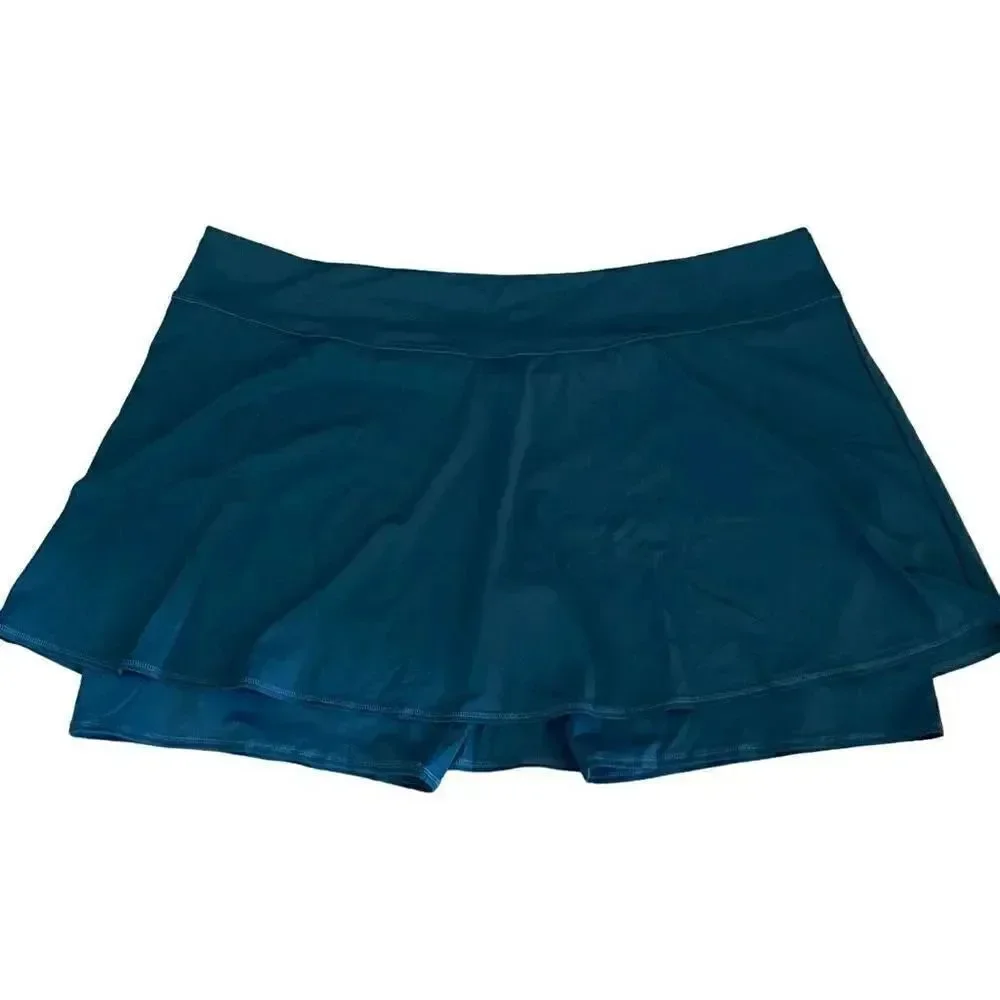 zuda Teal Bermuda Swim Skort Women SZ 4X #1259